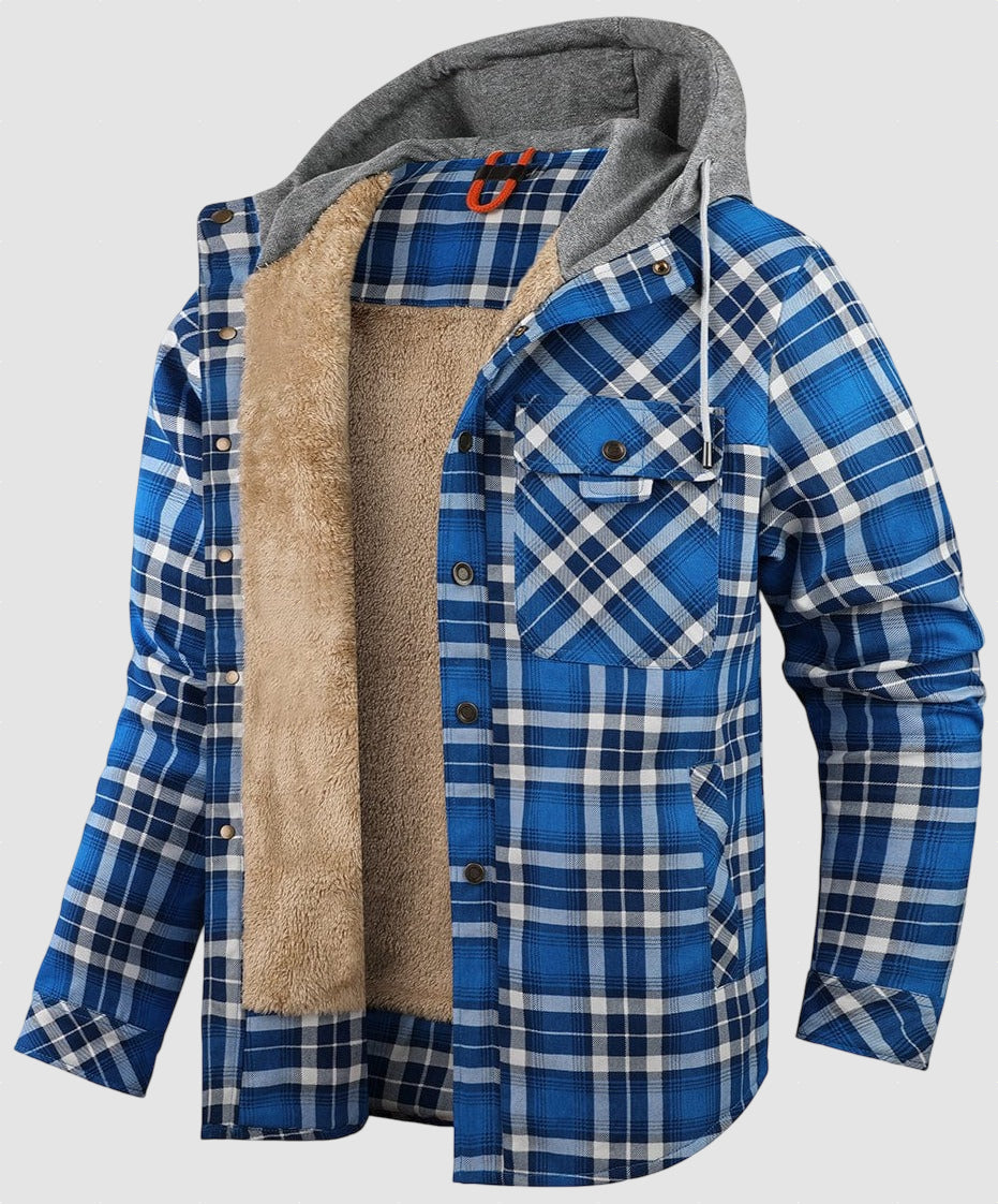 Men’s Hooded Fleece Lined Shirt Jacket for Winter