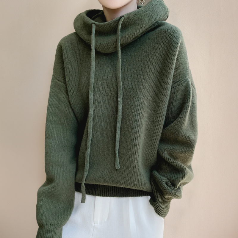 Women’s Knit Hoodie in Wool Blend for Winter