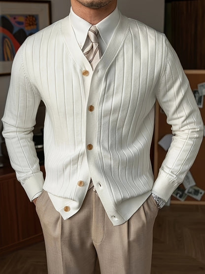 Men's V-Neck Button-Up Cardigan