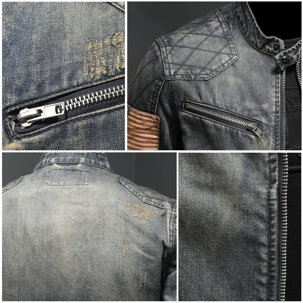 Men's Denim Jacket with Zipper 4A8B2X1