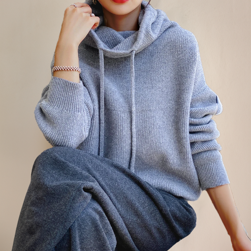 Women’s Knit Hoodie in Wool Blend for Winter
