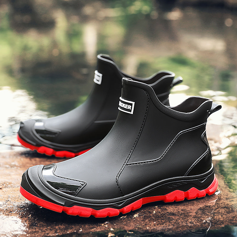 Men’s Waterproof Rubber Ankle Boots for Winter Slip On