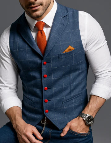 Men’s Checked Button Waistcoat | Longline