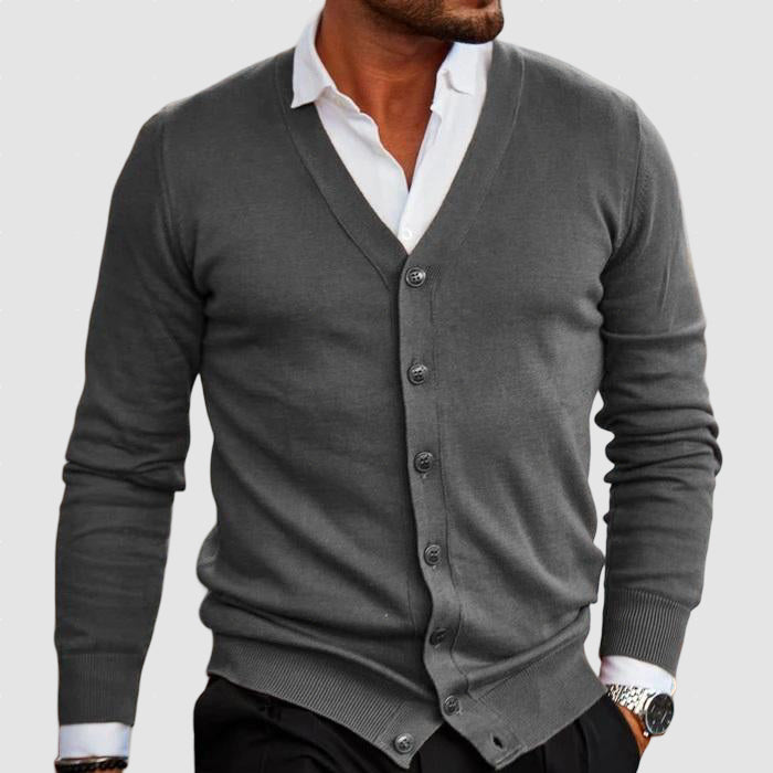 Men’s Merino Wool Button Cardigan for Winter