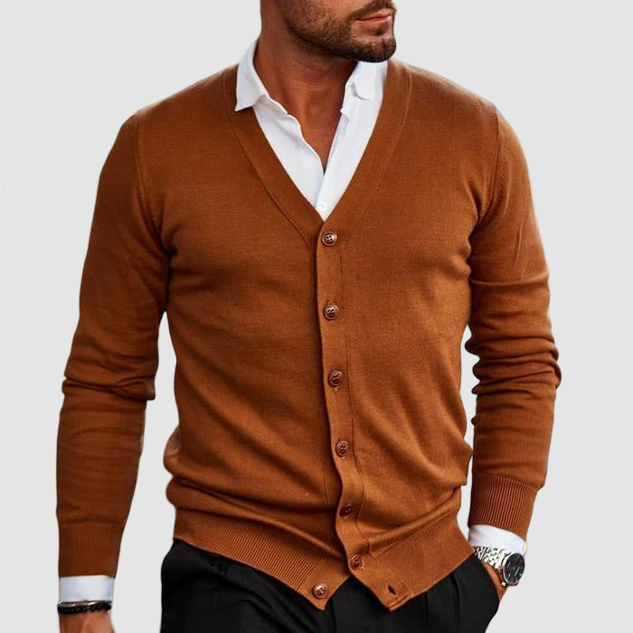 Men’s Merino Wool Button Cardigan for Winter