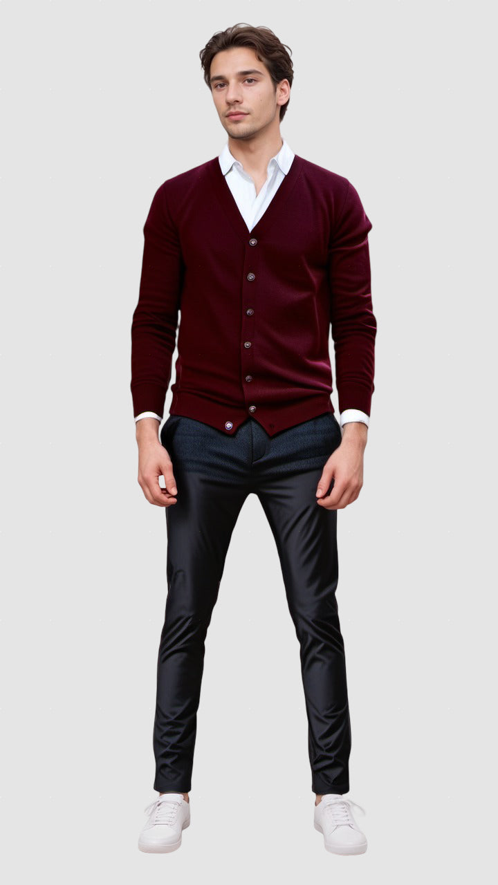 Men’s Merino Wool Button Cardigan for Winter