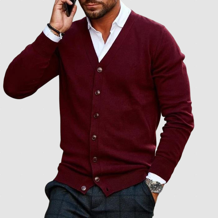 Men’s Merino Wool Button Cardigan for Winter