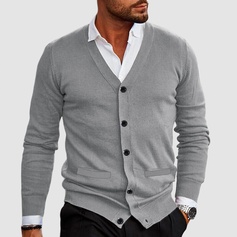 Men’s Merino Wool Button Cardigan for Winter