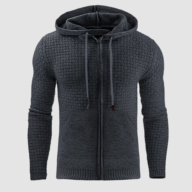 Men’s Zip Hoodie Cotton Knit for Winter