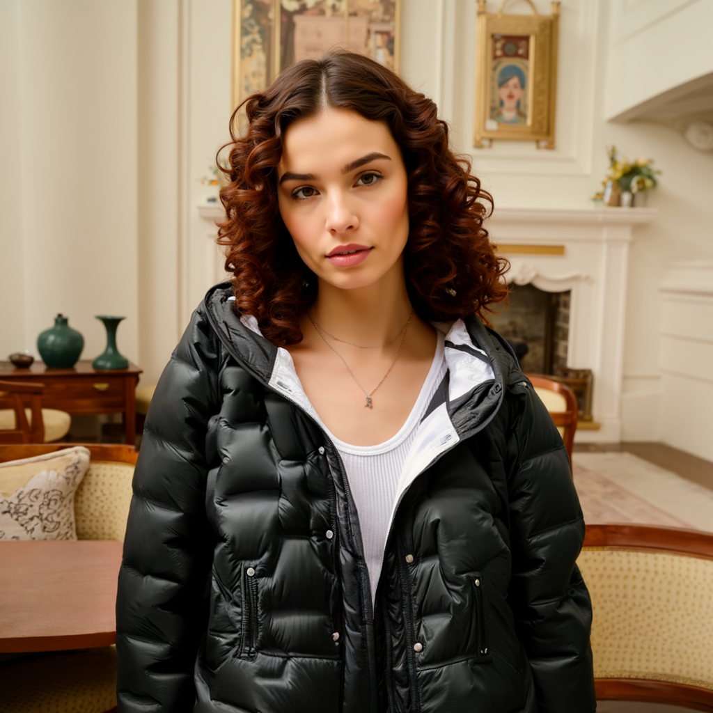 Women’s Down Puffer Jacket with Hood for Winter