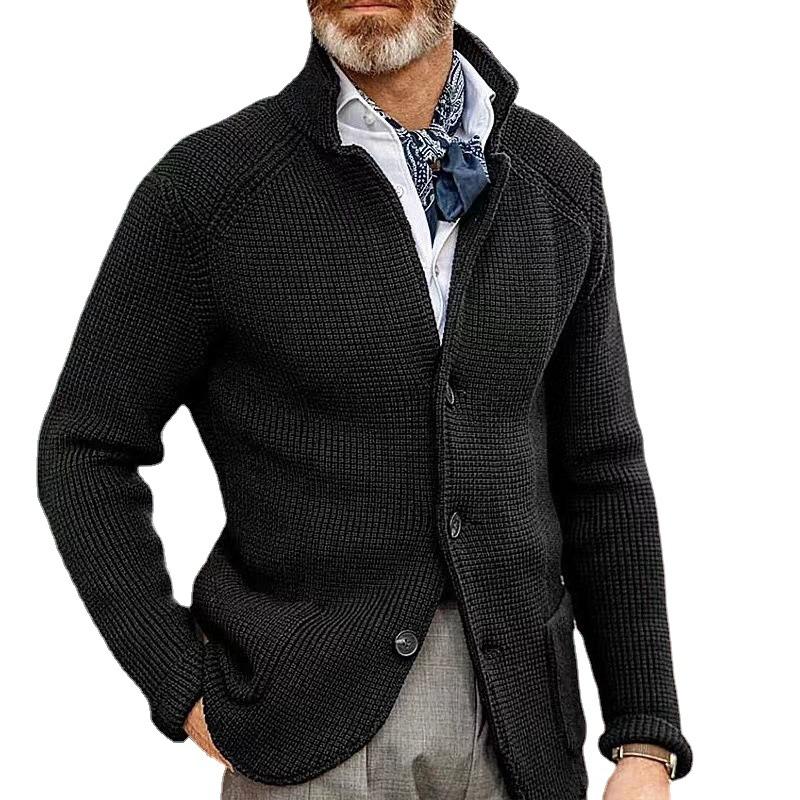 Men's Relaxed Fit Stand-Up Collar Knit Blazer 84920317X