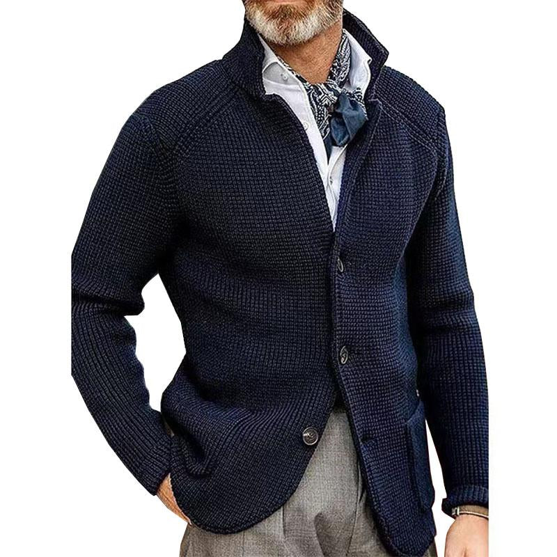 Men's Relaxed Fit Stand-Up Collar Knit Blazer 84920317X