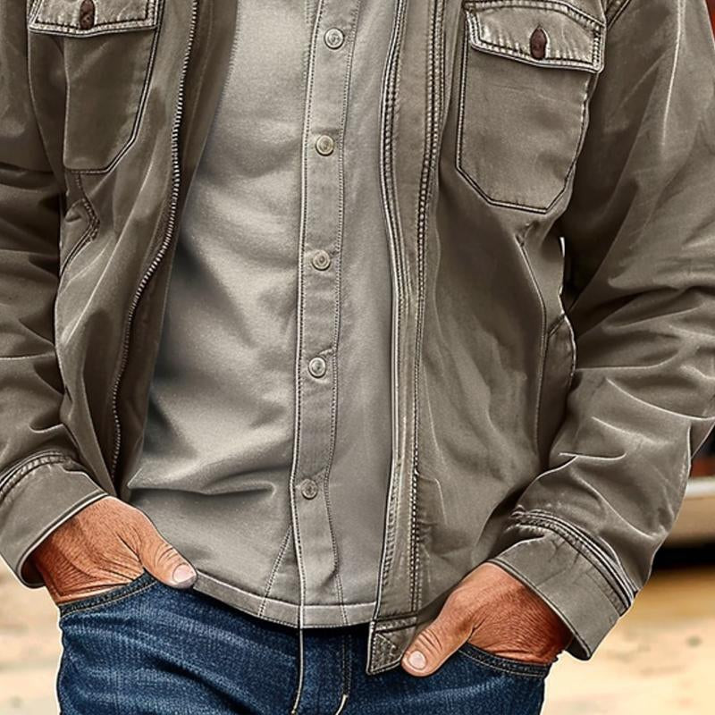 Men's Vintage Distressed Canvas Zip Jacket 4H8J3K5L