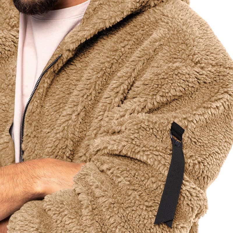 Men's Solid Double Fleece Oversized Hooded Jacket 9H3K8L2Z