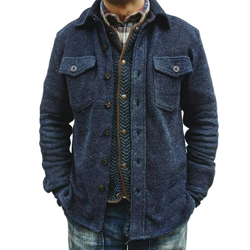 Men's Classic Wool Double-Breasted Coat with Pockets 8H2K5L9M1