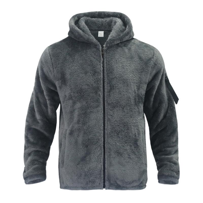 Men's Solid Double Fleece Oversized Hooded Jacket 9H3K8L2Z