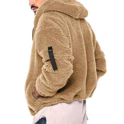 Men's Solid Double Fleece Oversized Hooded Jacket 9H3K8L2Z