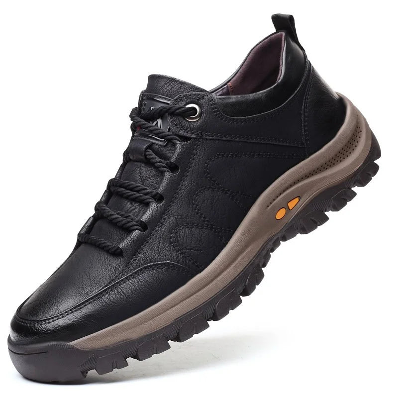 Men’s Leather Walking Shoes with Cushioned Sole for Winter