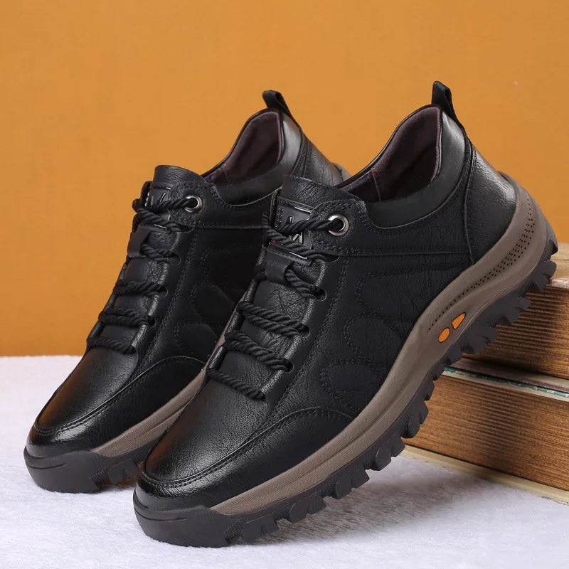 Men’s Leather Walking Shoes with Cushioned Sole for Winter