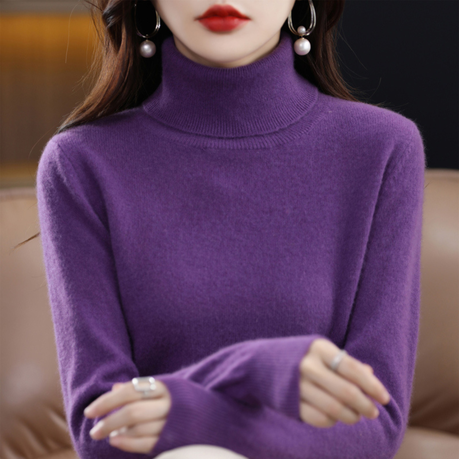 Women’s Merino Wool Turtleneck Jumper for Winter