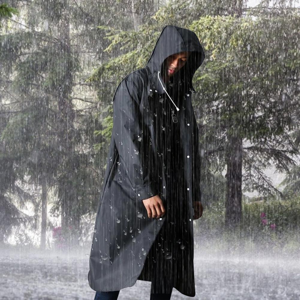 Men’s Waterproof Long Raincoat in Polyester for Winter