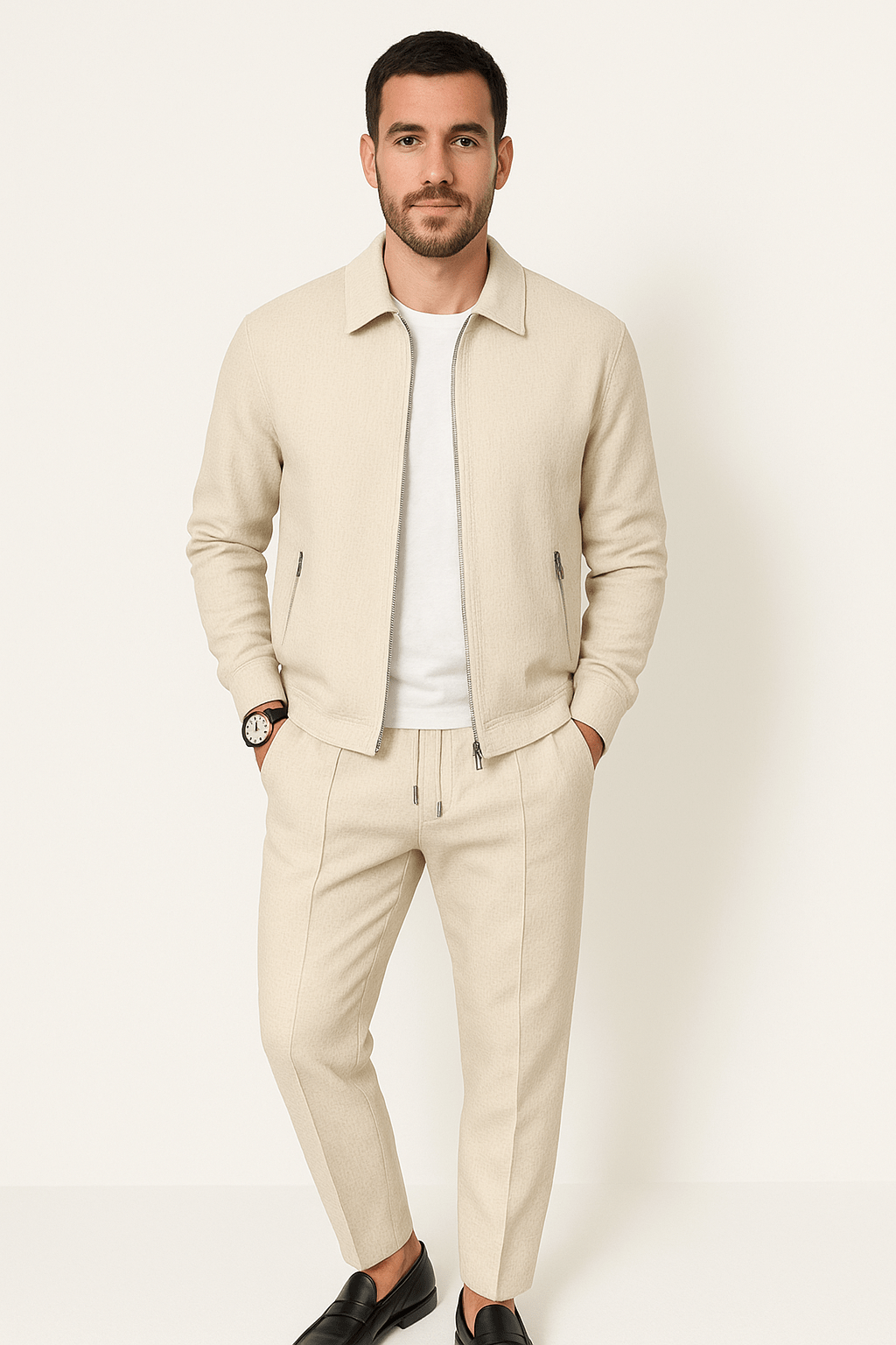 Men’s Casual Zip-Up Jacket Set | Pajamas