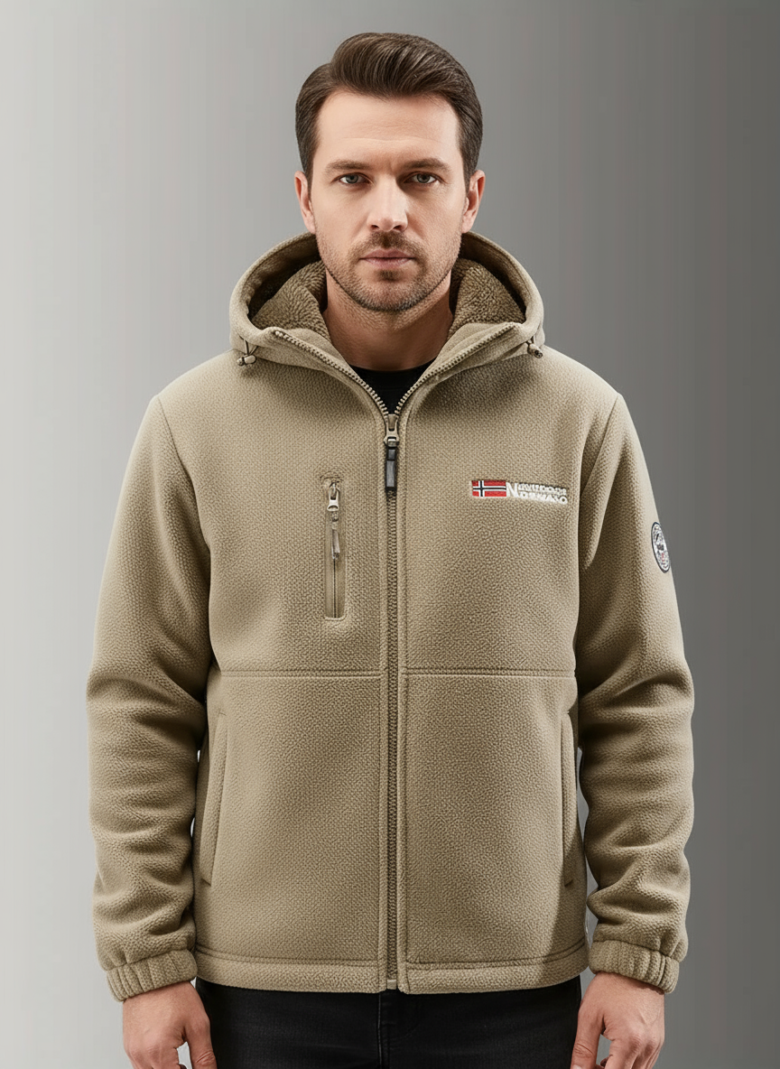 Men’s Fleece Jacket with Hood for Winter Outdoor Wear