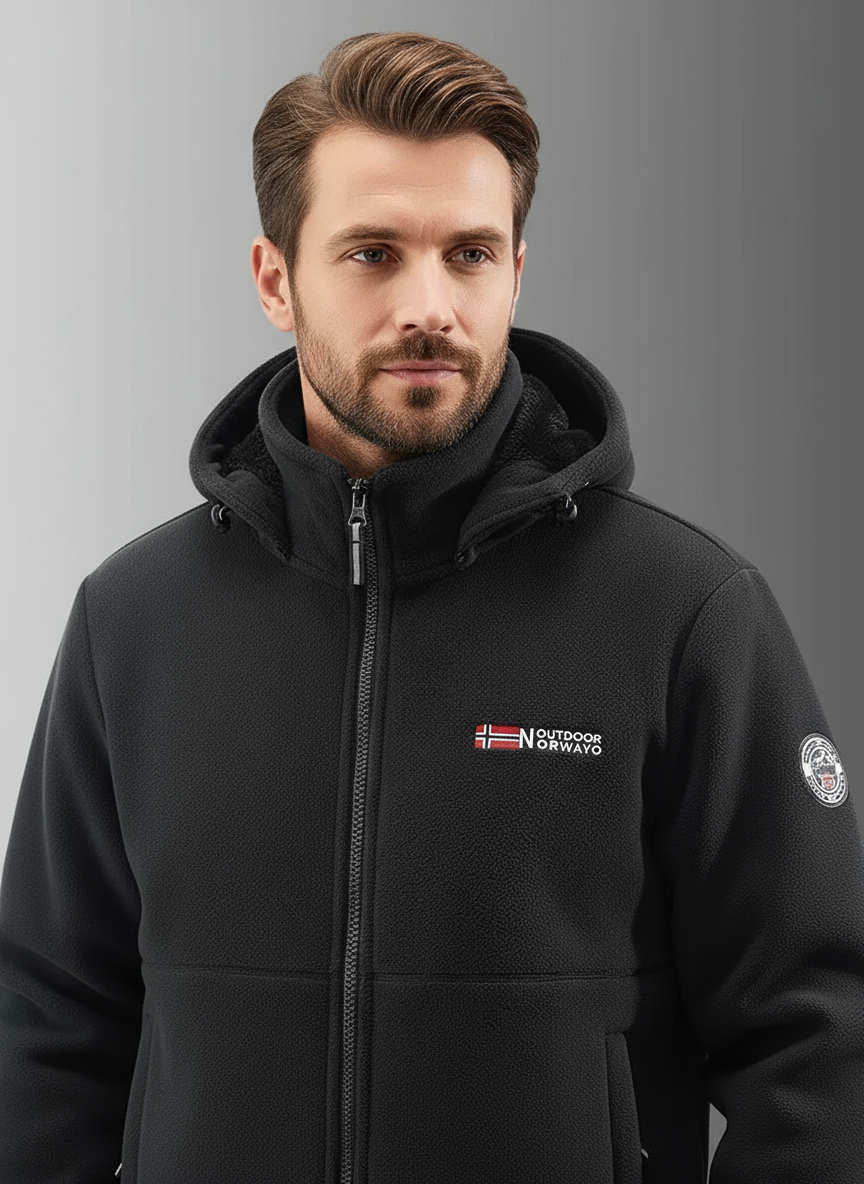 Men’s Fleece Jacket with Hood for Winter Outdoor Wear
