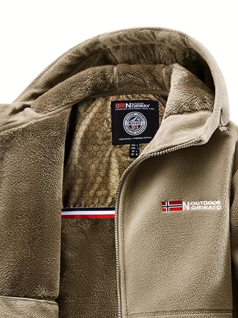 Men’s Fleece Jacket with Hood for Winter Outdoor Wear