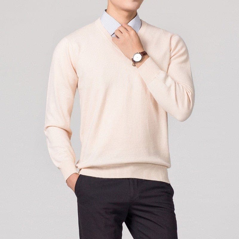 Men’s Merino Wool V Neck Jumper for Winter