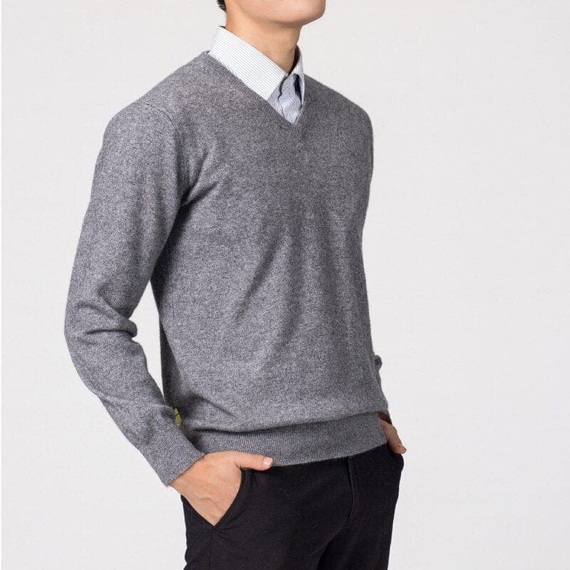 Men’s Merino Wool V Neck Jumper for Winter