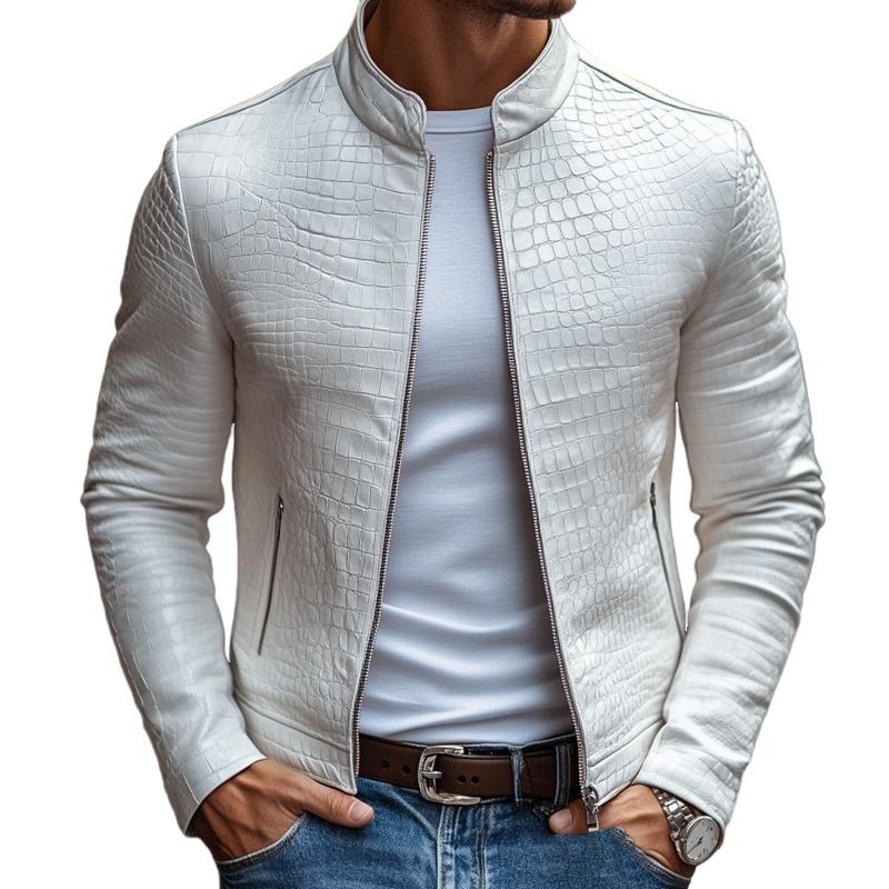 Tailored Croc-Embossed Leather Jacket 4G7H2K9B1