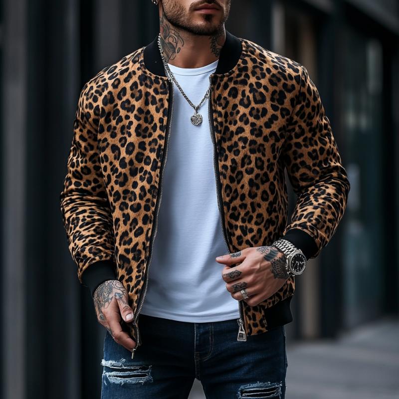 Men's Must-Have Leopard Print Bomber Jacket 9H3J1K2B5