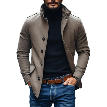 Men's Tailored Short Coat with Lapel in Wool Mix 7G4K2H9X