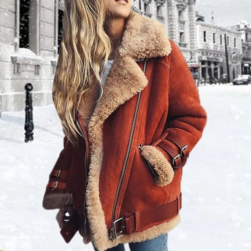 Women’s Shearling Aviator Jacket for Winter
