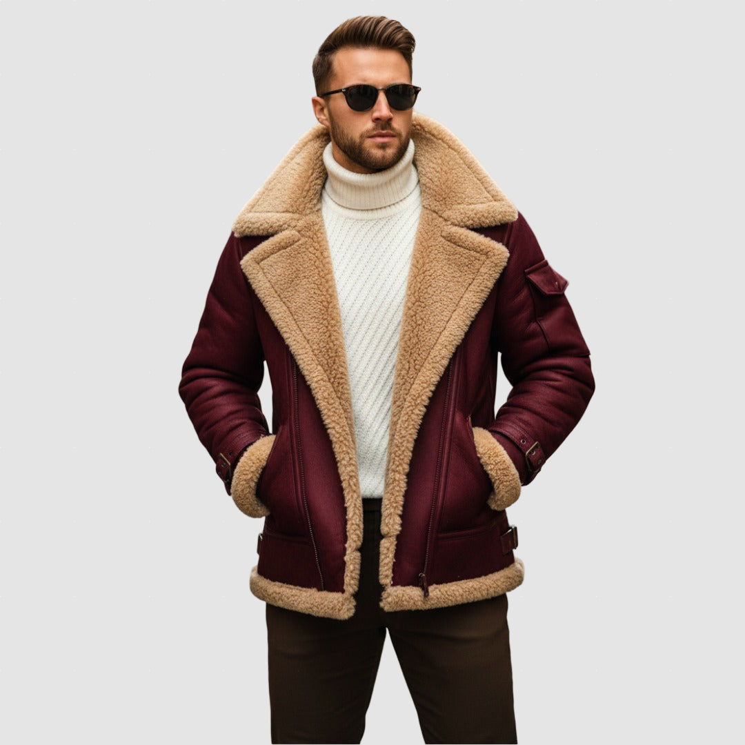 Men’s Winter Leather Jacket | Warm Shearling Jacket for Winter