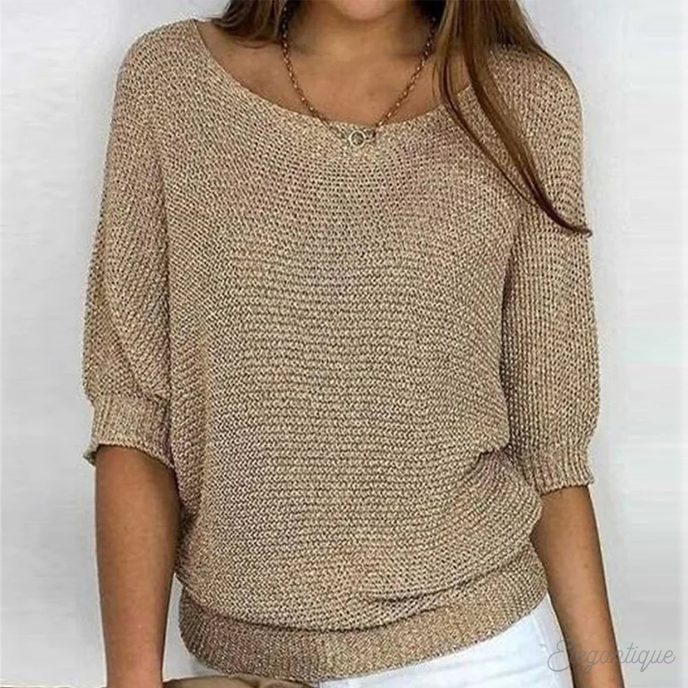 Women’s Cotton Knit Jumper with Relaxed Fit for Winter