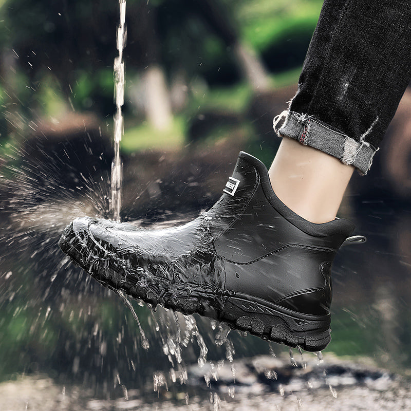 Men’s Waterproof Rubber Ankle Boots for Winter Slip On